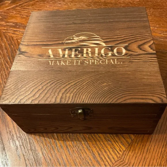 🥃Amerigo “Make It Special” Whiskey Glasses & Stone Ice Cubes Wooden Box Set! - Picture 14 of 14